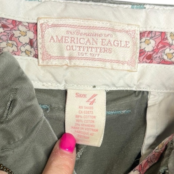 VTG 90s Y2K American Eagle Beaded Distressed Green Capri Pant Size 4 - Picture 6 of 12